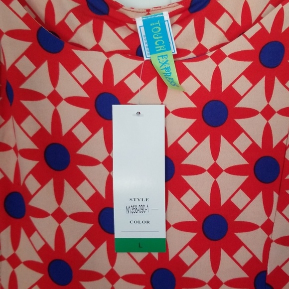 Red & Roy Blue Geometric Sleeves Dress - Picture 4 of 7